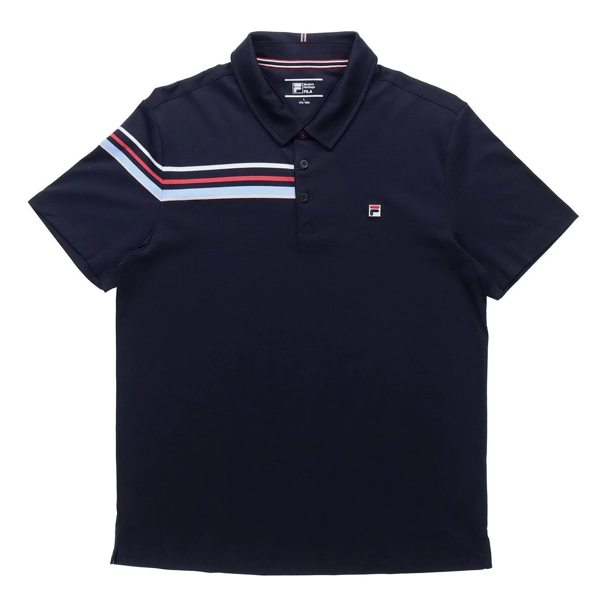 Polo sport-décontracté à manches courtes pour homme, bleu, à rayures contrastées
