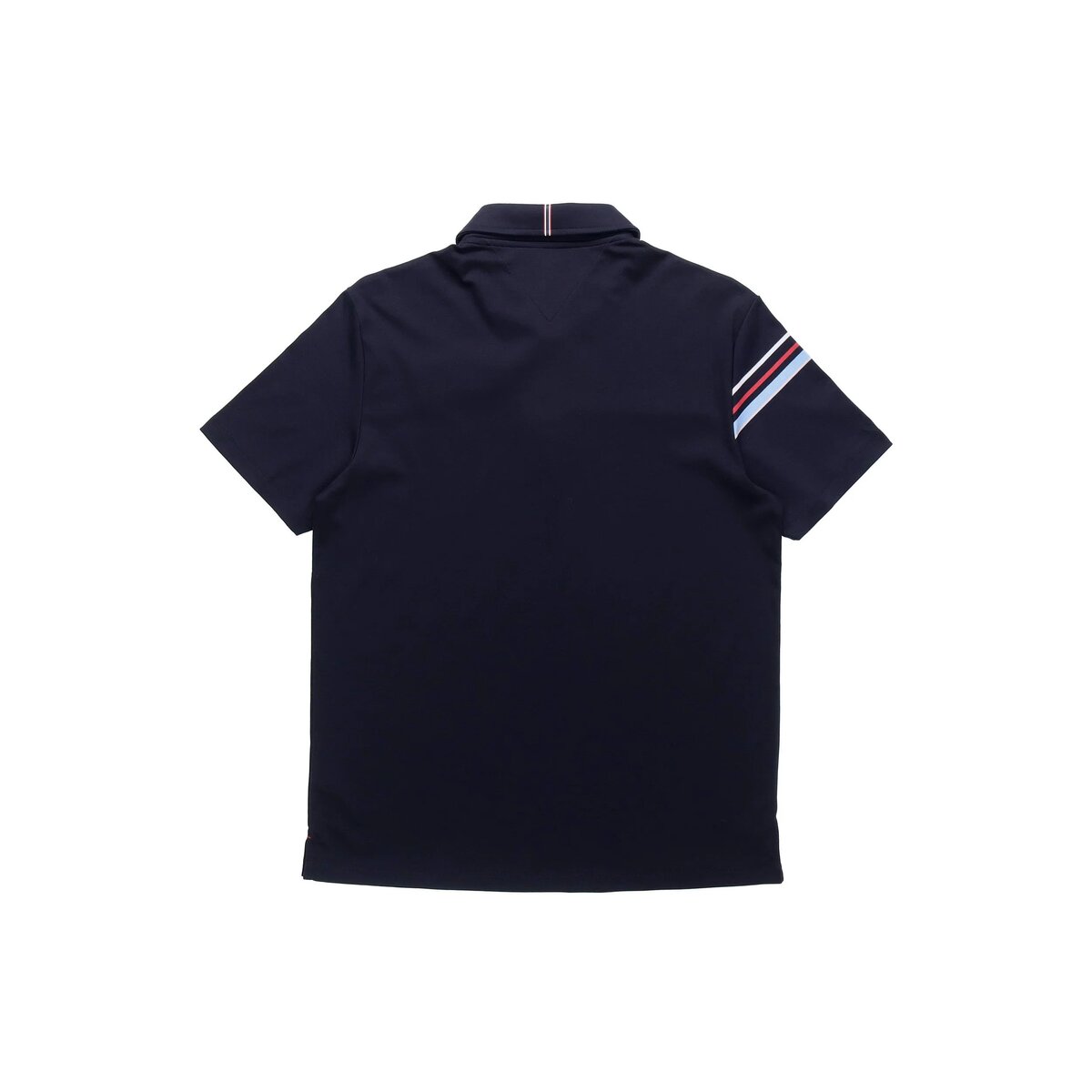 Polo sport-décontracté à manches courtes pour homme, bleu, à rayures contrastées