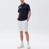 Polo sport-décontracté à manches courtes pour homme, bleu, à rayures contrastées