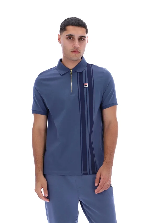 Polo zippé Dario Vintage Indigo
