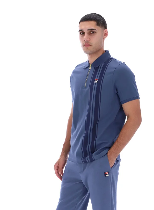 Polo zippé Dario Vintage Indigo