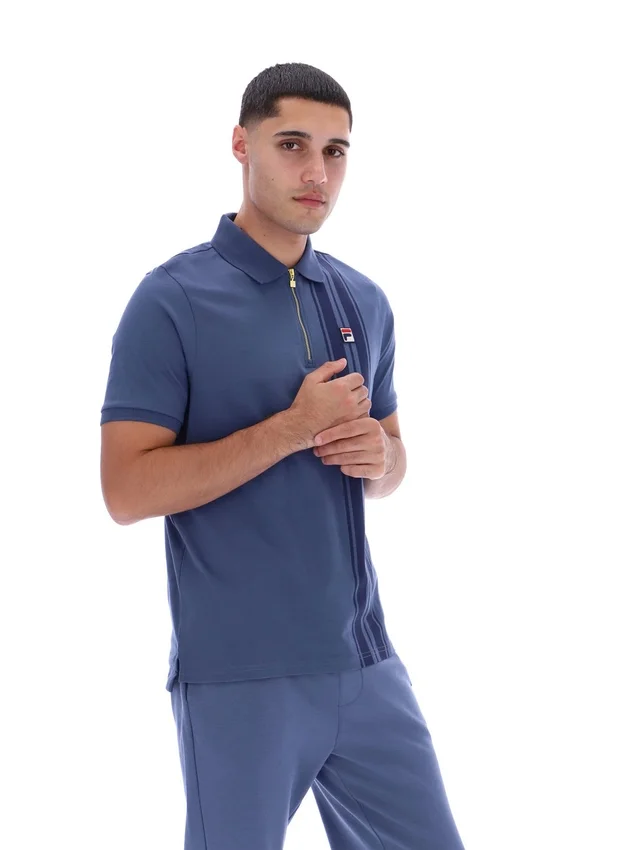 Polo zippé Dario Vintage Indigo