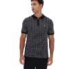 Polo zippé noir en maille jacquard Jackson