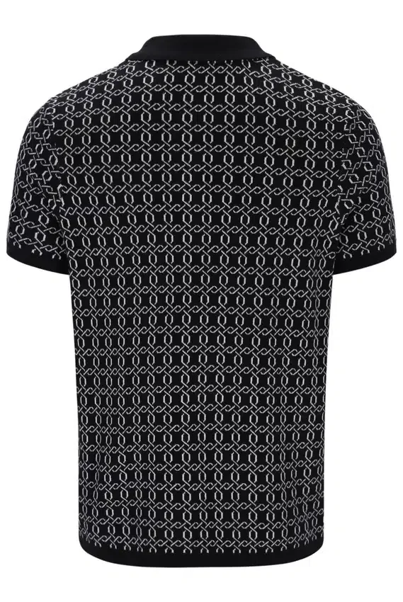 Polo zippé noir en maille jacquard Jackson