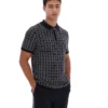 Polo zippé noir en maille jacquard Jackson