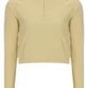 Pull Casa sans coutures à col zippé quart de longueur, jaune