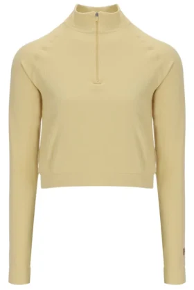 Pull Casa sans coutures à col zippé quart de longueur, jaune