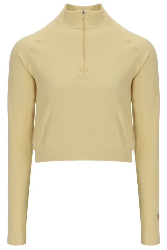 Pull Casa sans coutures à col zippé quart de longueur, jaune