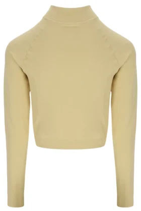 Pull Casa sans coutures à col zippé quart de longueur, jaune