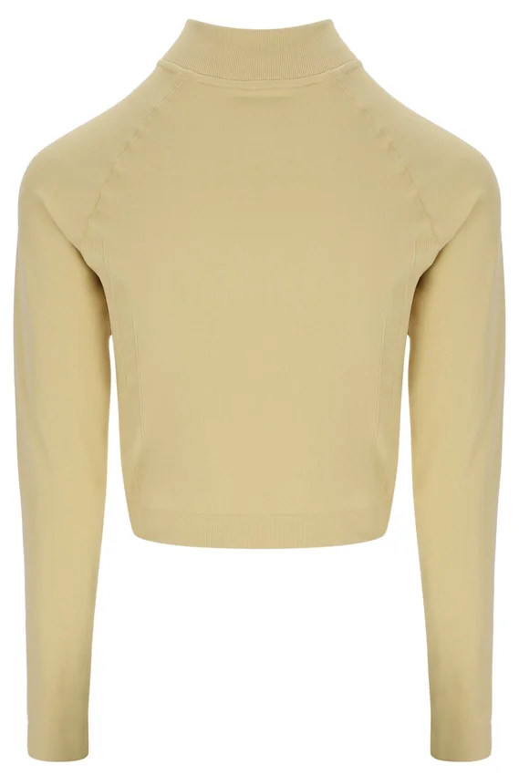 Pull Casa sans coutures à col zippé quart de longueur, jaune