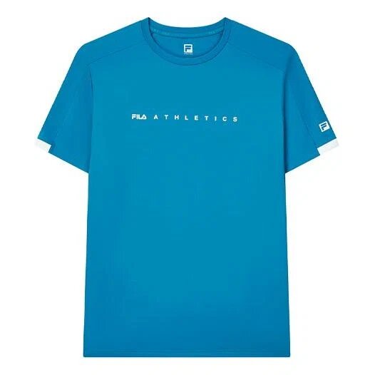 Pull à col rond de sport décontracté à manches courtes, bleu