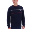 Pull à col rond Fila Kallum bleu marine à texture gaufrée