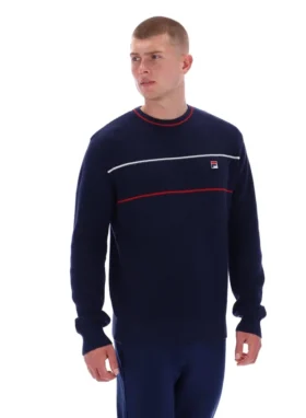 Pull à col rond Fila Kallum bleu marine à texture gaufrée