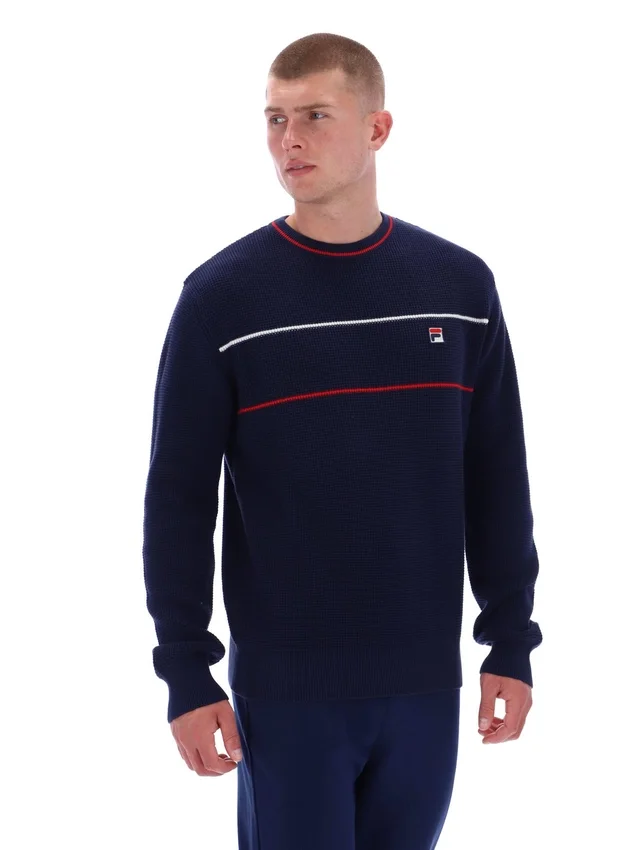 Pull à col rond Fila Kallum bleu marine à texture gaufrée