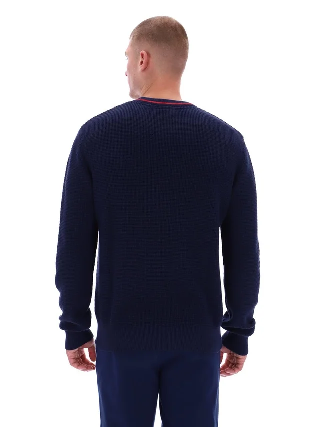 Pull à col rond Fila Kallum bleu marine à texture gaufrée