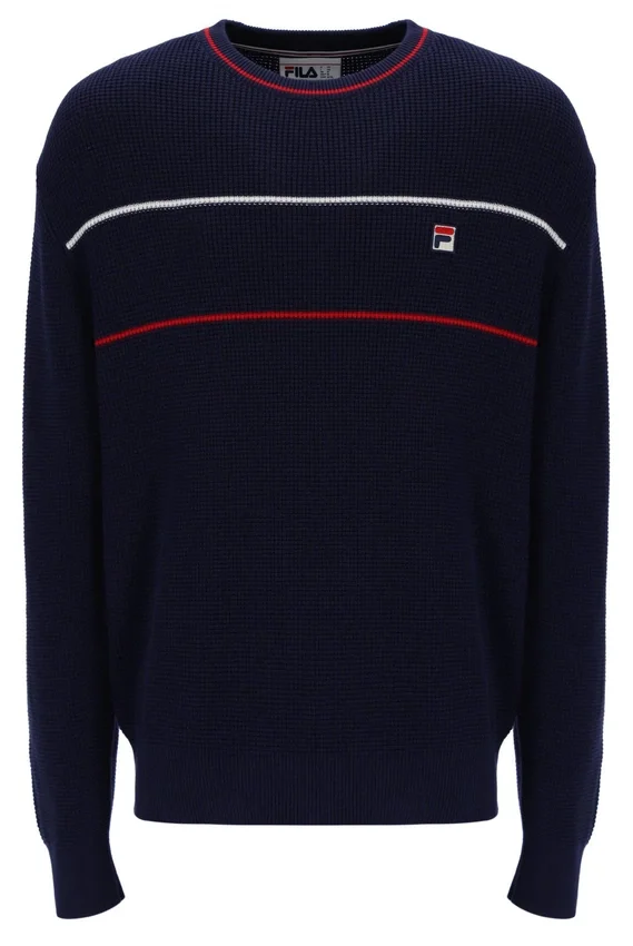 Pull à col rond Fila Kallum bleu marine à texture gaufrée