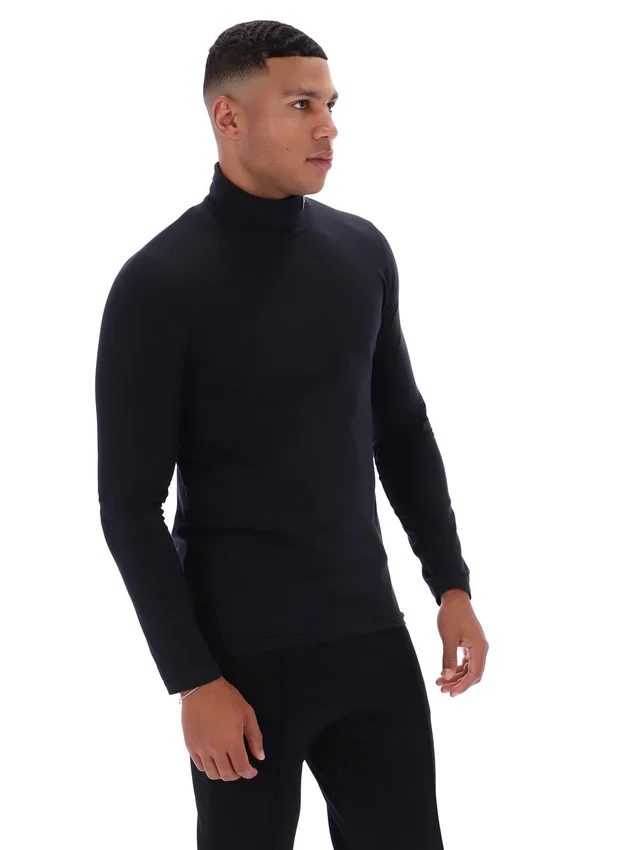 Pull à col roulé classique 19th noir