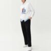 Pull de sport ample à capuche et manches longues, blanc
