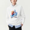 Pull de sport ample à capuche et manches longues, blanc