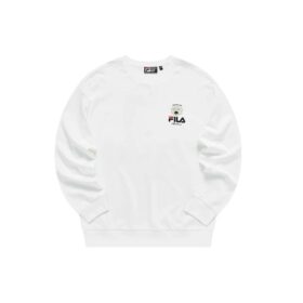 Pull de sport à col rond pour homme Fila x Pepe Shimada, imprimé cartoon, blanc