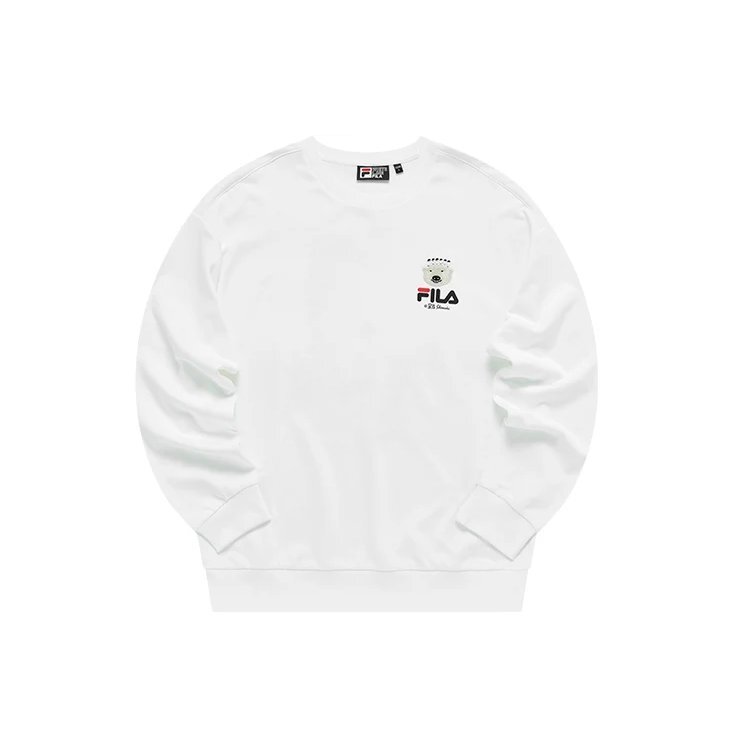 Pull de sport à col rond pour homme Fila x Pepe Shimada, imprimé cartoon, blanc