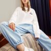 Pull de sport à col rond pour homme Fila x Pepe Shimada, imprimé cartoon, blanc