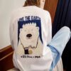 Pull de sport à col rond pour homme Fila x Pepe Shimada, imprimé cartoon, blanc
