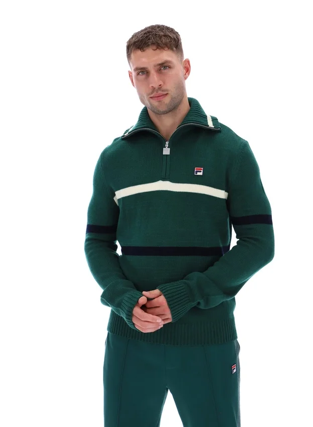 Pull à demi-zip en maille Camilo « Rain Forest »