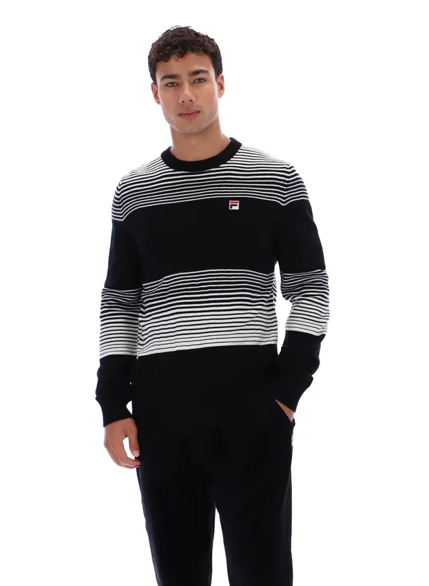 Pull en maille rayé Connor noir à col rond