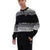 Pull en maille rayé Connor noir à col rond