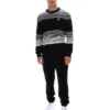 Pull en maille rayé Connor noir à col rond
