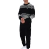 Pull en maille rayé Connor noir à col rond