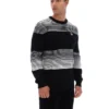 Pull en maille rayé Connor noir à col rond