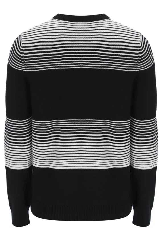 Pull en maille rayé Connor noir à col rond