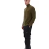 Pull en maille texturée à col cheminée et fermeture à glissière 1/4 Stevie, vert olive foncé