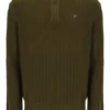 Pull en maille texturée à col cheminée et fermeture à glissière 1/4 Stevie, vert olive foncé