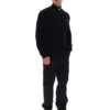 Pull en maille texturée Stevie noir à col cheminée et fermeture à glissière 1/4