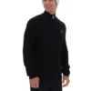 Pull en maille texturée Stevie noir à col cheminée et fermeture à glissière 1/4