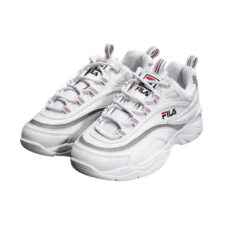 Ray VNTG : baskets chunky blanches/argentées