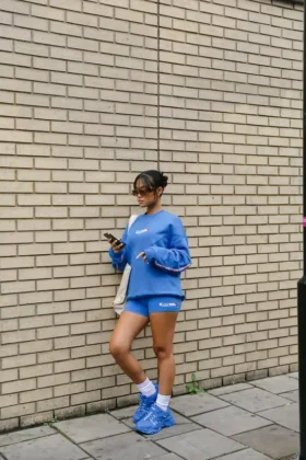 Short de cyclisme Fila x TALA SKINLUXE bleu Palace