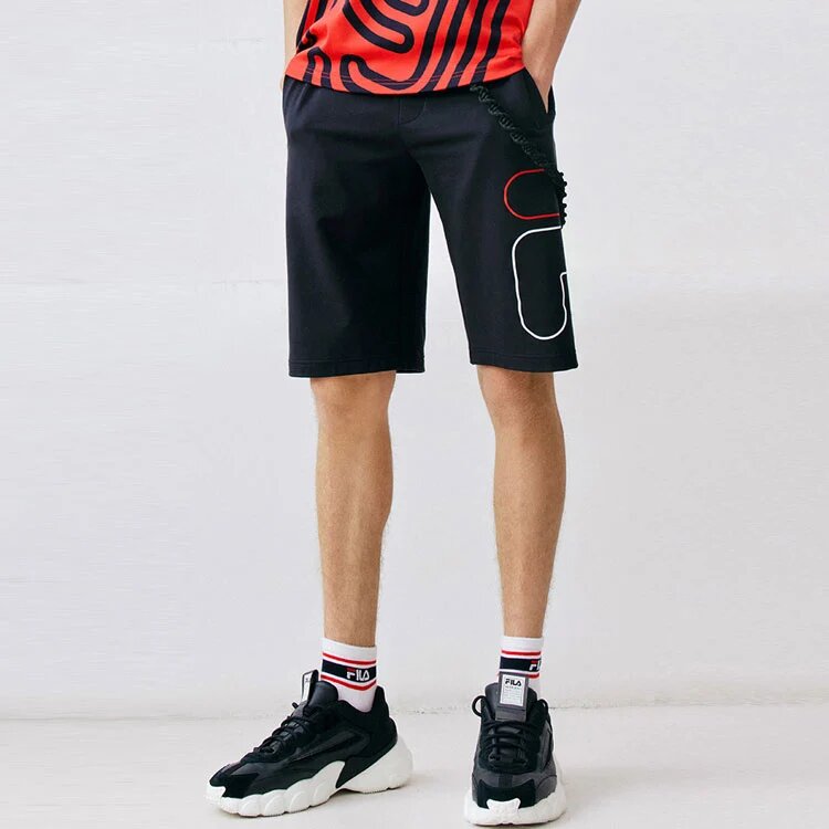 Shorts de sport décontractés en tricot avec logo alphabétique, bleu