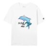 Shorts de sport décontractés à manches courtes « Dolphin Printing » – Blanc