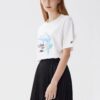 Shorts de sport décontractés à manches courtes « Dolphin Printing » – Blanc