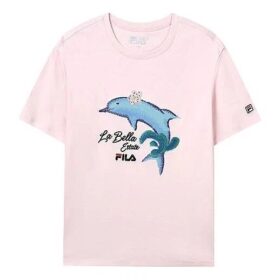 Shorts de sport décontractés à manches courtes « Dolphin Printing » rose