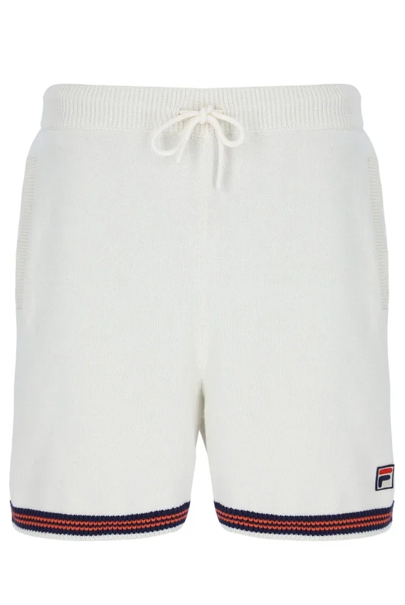 Shorts en maille crochetée Clemente couleur Gardenia avec bordures contrastées
