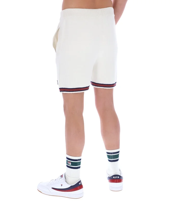 Shorts en maille crochetée Clemente couleur Gardenia avec bordures contrastées