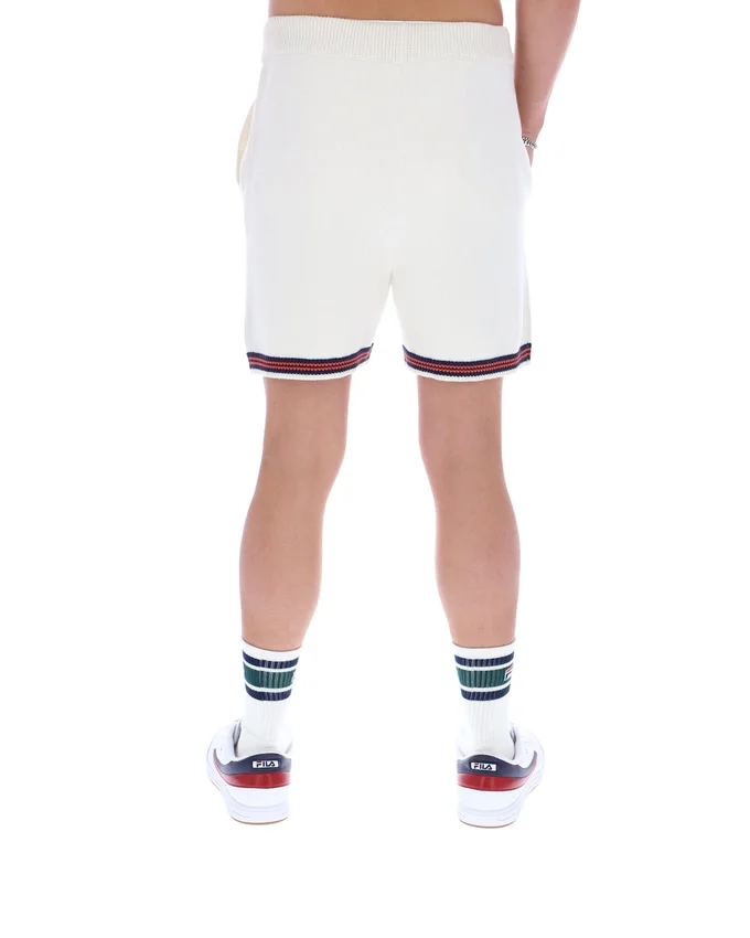 Shorts en maille crochetée Clemente couleur Gardenia avec bordures contrastées