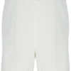 Shorts en maille crochetée Clemente couleur Gardenia avec bordures contrastées
