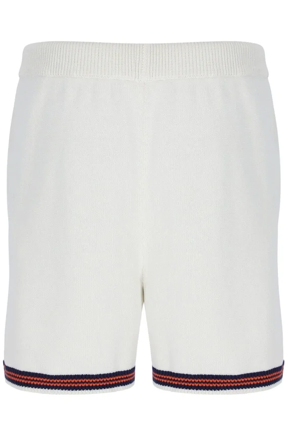 Shorts en maille crochetée Clemente couleur Gardenia avec bordures contrastées
