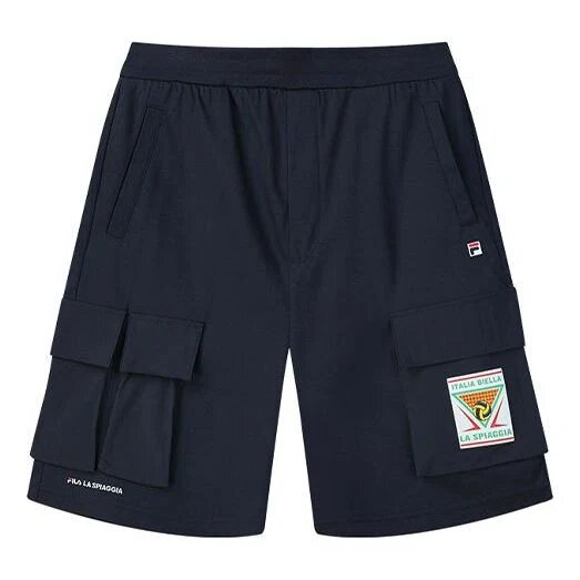 Shorts à poche avec logo imprimé pour homme, bleu